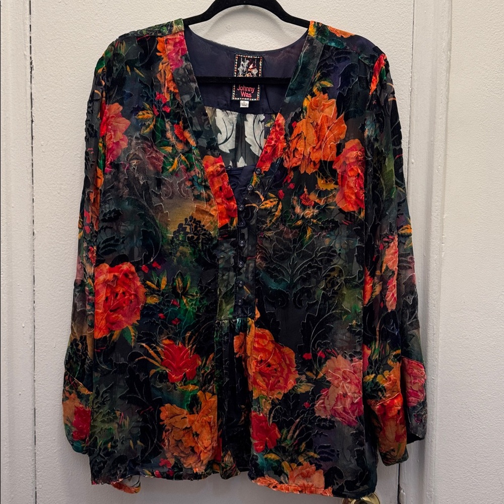 Johnny Was Velvet Burnout Blouse